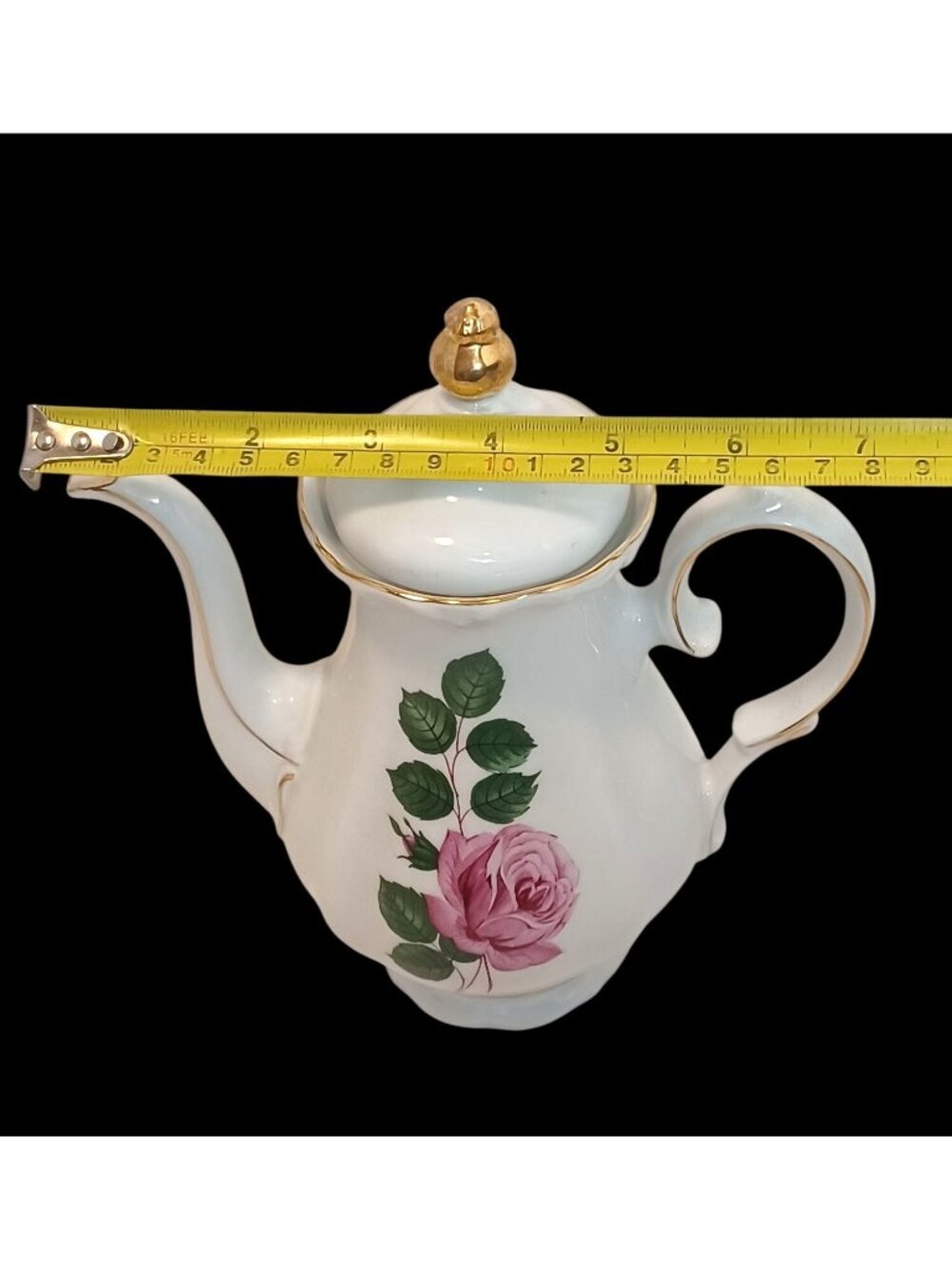 Vtg Rare Winterling Roslau Bavaria Germany Tea Coffee Pot Pink Rose w/ Gold Trim - Picture 10 of 13